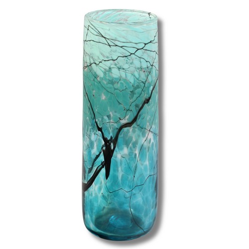 Click to view detail for DB-1067 Vase - Aqua Lightning Cylinder 8x3x3 $89